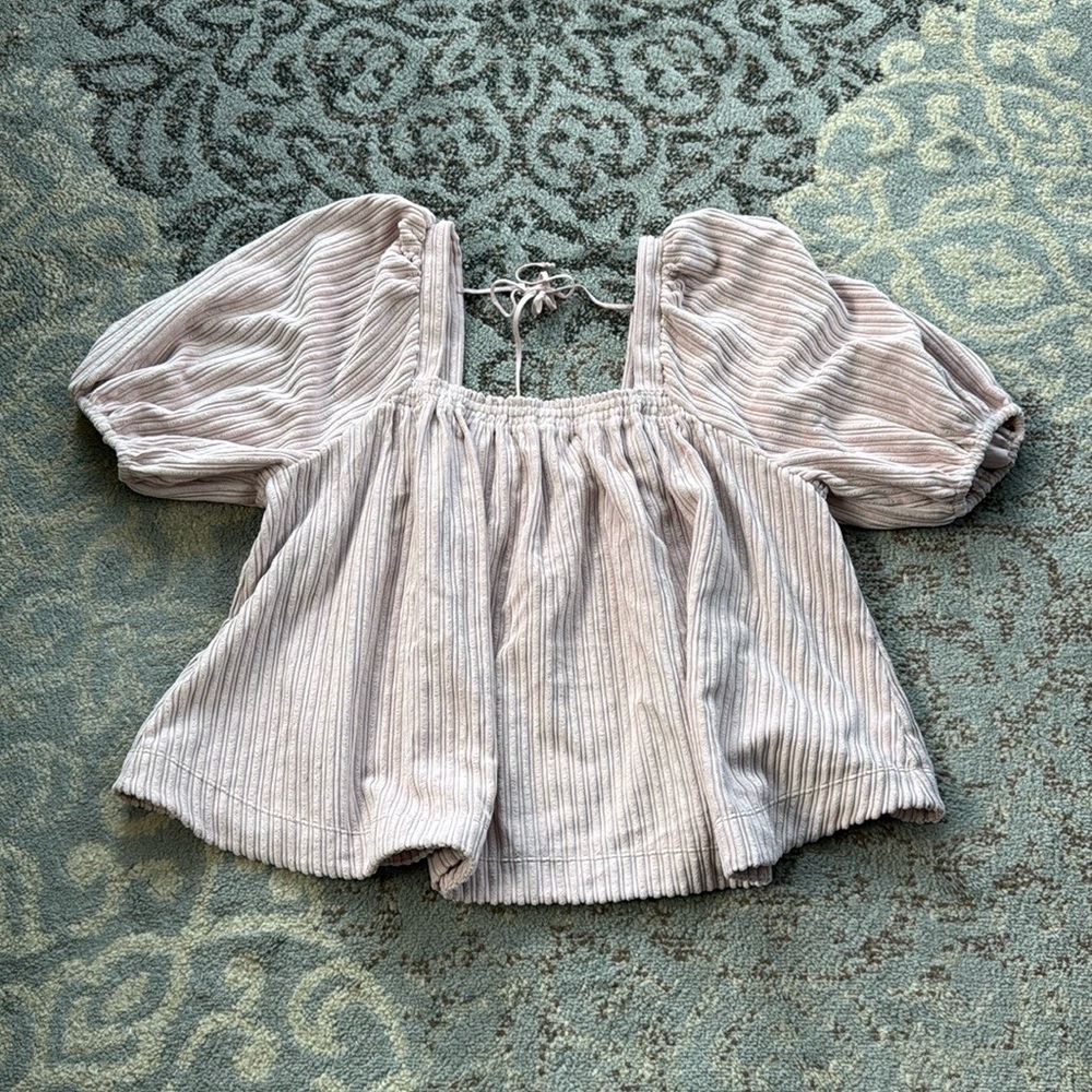 Free People Raquel Corduroy Top Dusty Pink Medium